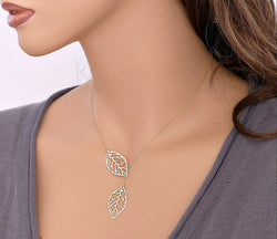 Two Leaves Left Necklace